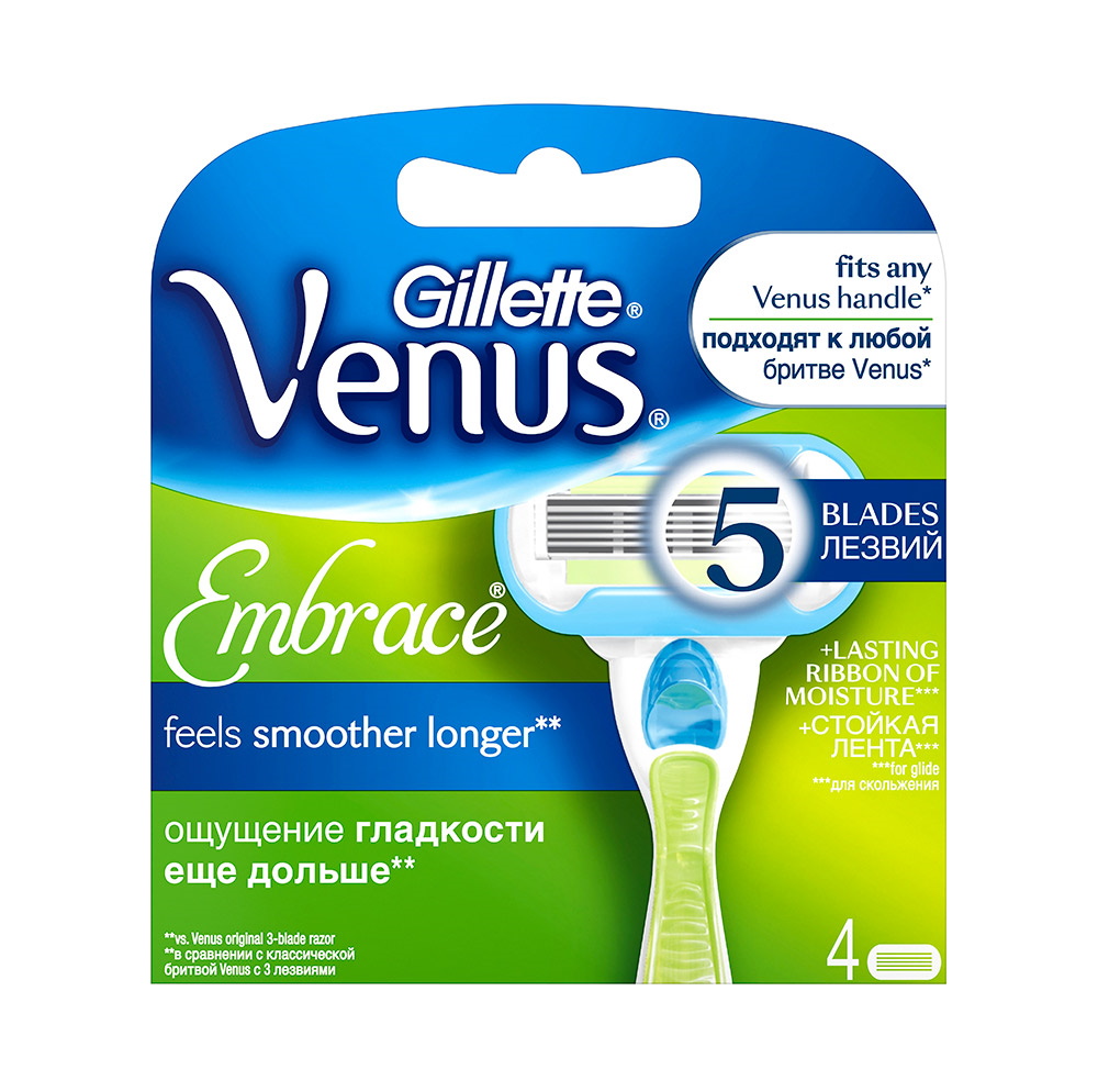 Сменные кассеты Venus Extra Smooth 4шт от Gillette + 2