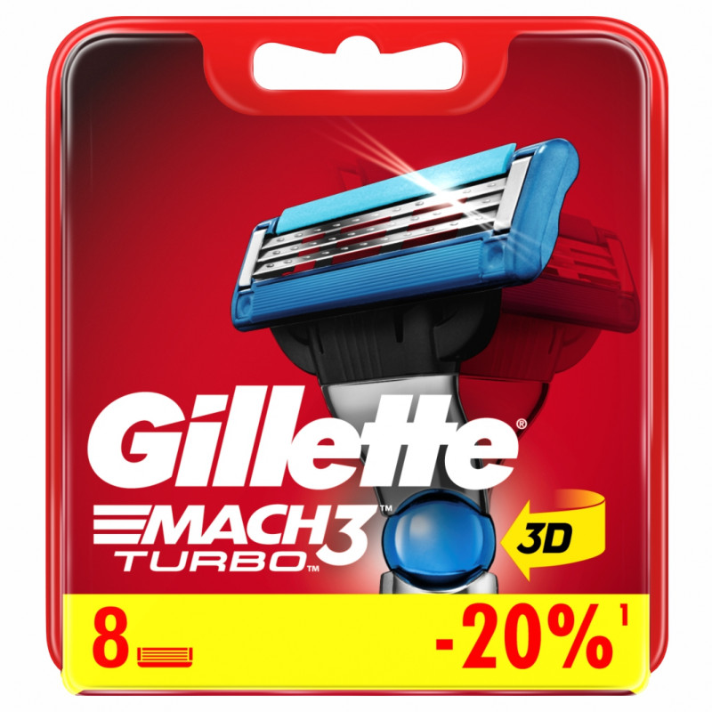Сменные кассеты Mach3 Turbo 8 шт от Gillette + 1