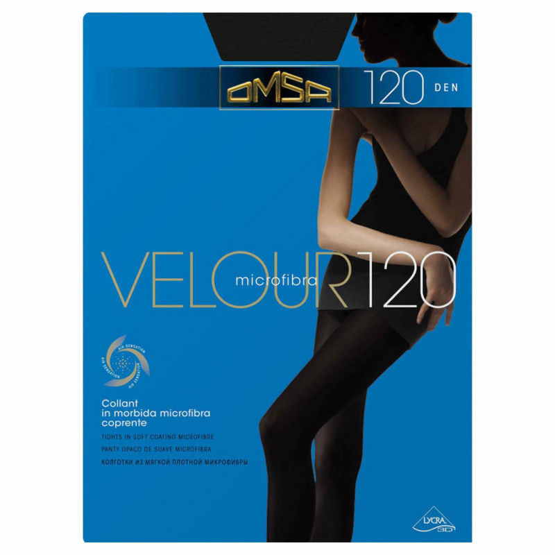 Колготки Velour 120den, Nero черный 3р без шортиков от Omsa + 1