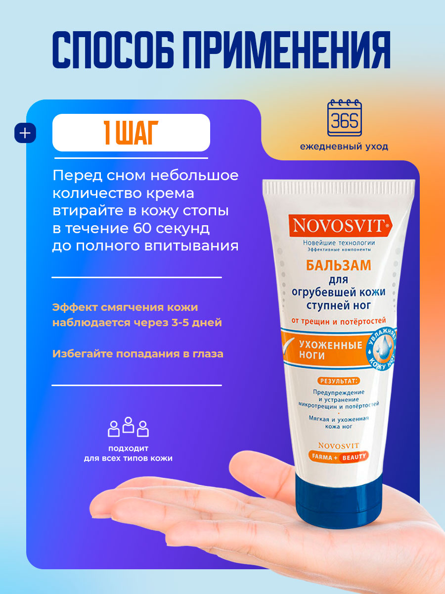 Ухоженные ноги Бальзам для огрубевшей кожи 100мл  от Novosvit + 7