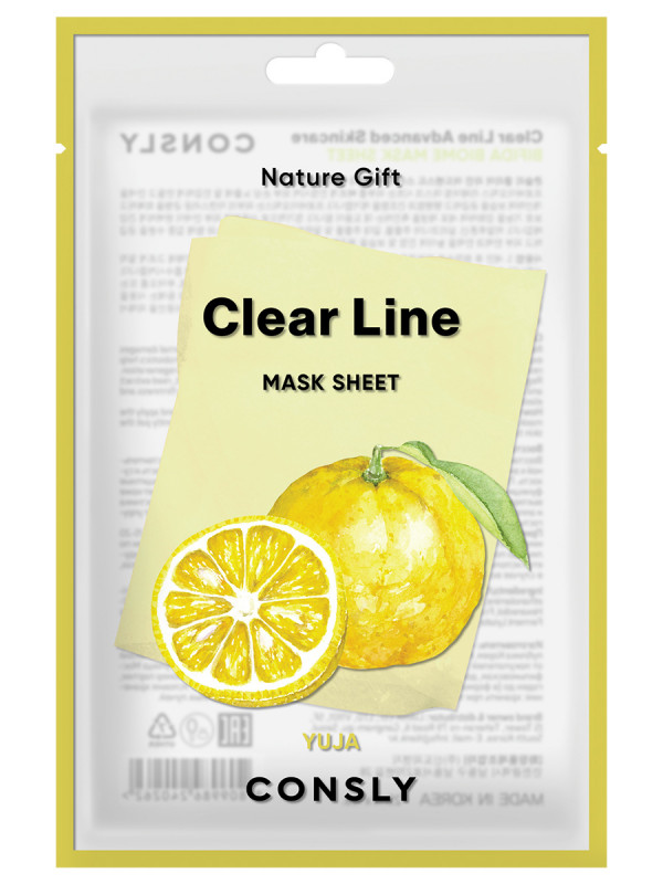Clear Line Тканевая маска Освежающая с экстрактом юдзу 25мл от Consly + 1