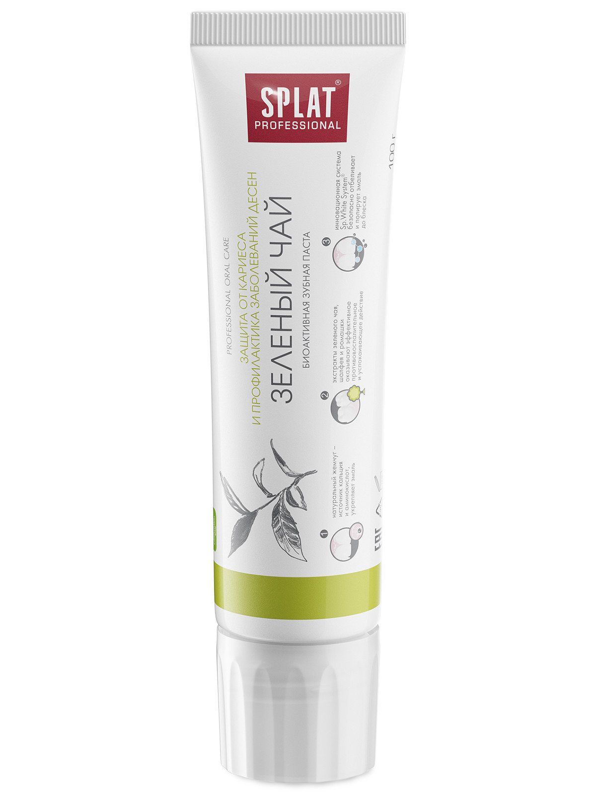 Professional Зубная паста Зеленый чай 100г от Splat + 2