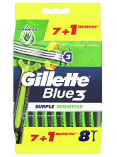 Gillette - Станки для бритья одноразовые Blue Simple3 Sensitive 8шт