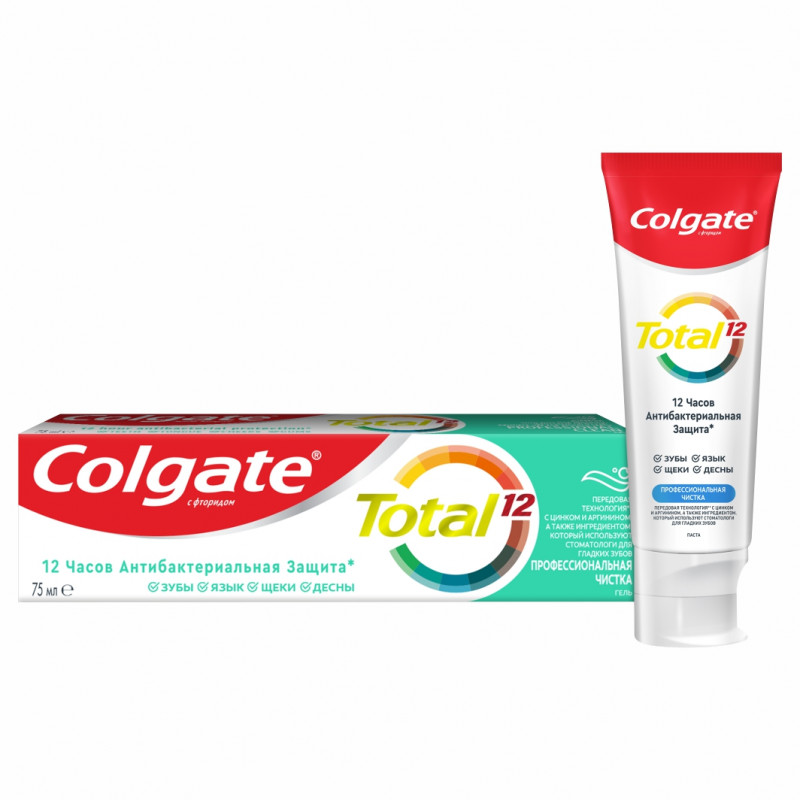 Зубная паста Total 12 Профессиональная чистка 75мл гель от Colgate + 1