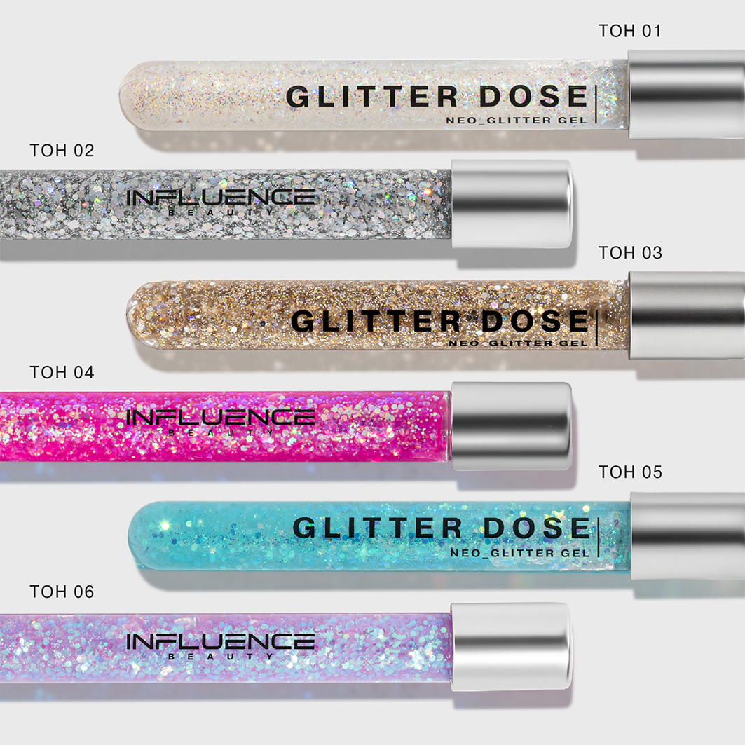 Глиттер на гелевой основе Glitter Dose, тон 01 белый от Influence Beauty + 9