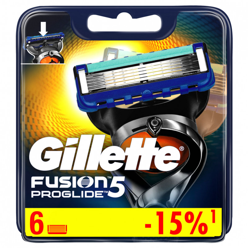 Сменные кассеты Fusion Proglide 6шт от Gillette + 1