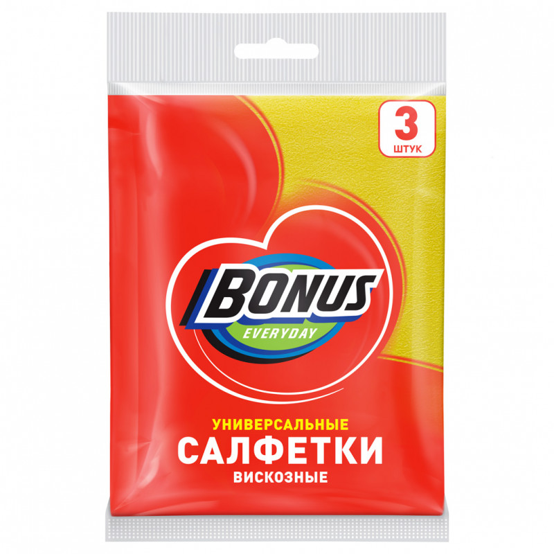 Салфетки универсальные вискозные 3шт от Bonus + 1