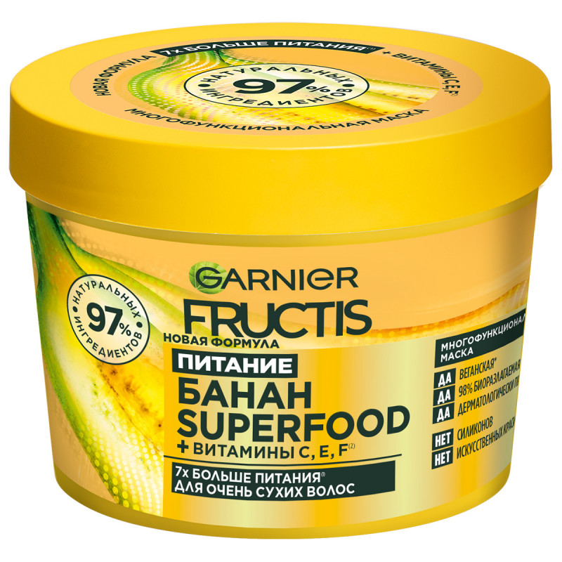 Fructis Superfood Банан Маска для очень сухих волос 390мл от Garnier + 1
