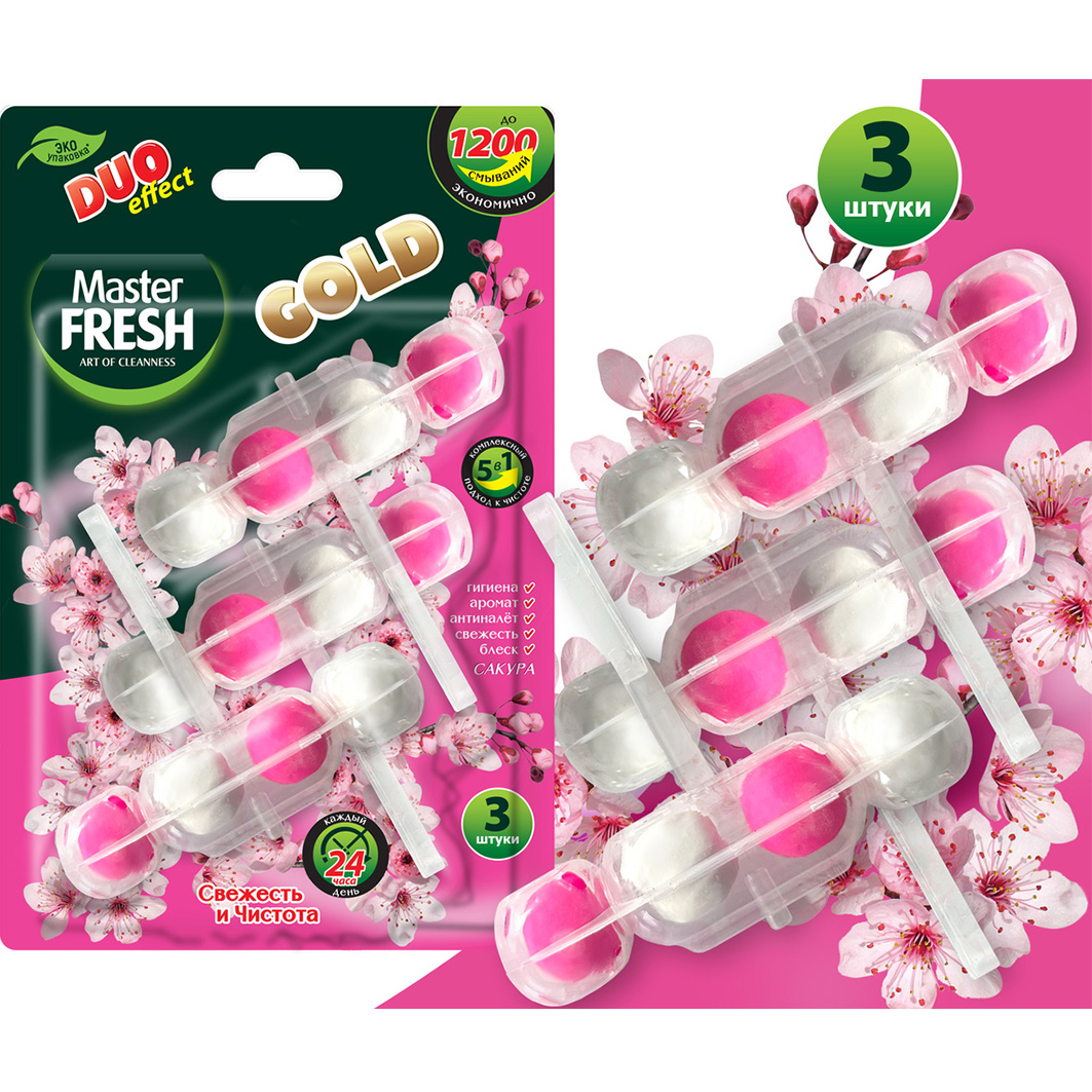 Подвесной блок для унитаза Gold 5в1 Сакура 3шт от Master Fresh + 2