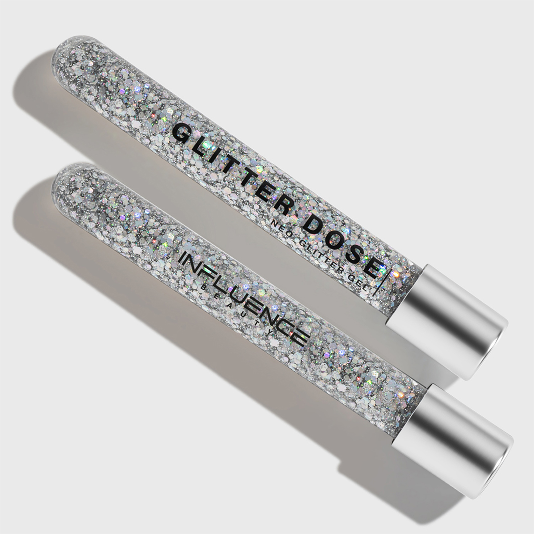 Глиттер на гелевой основе Glitter Dose, тон 02 серебряный от Influence Beauty + 4