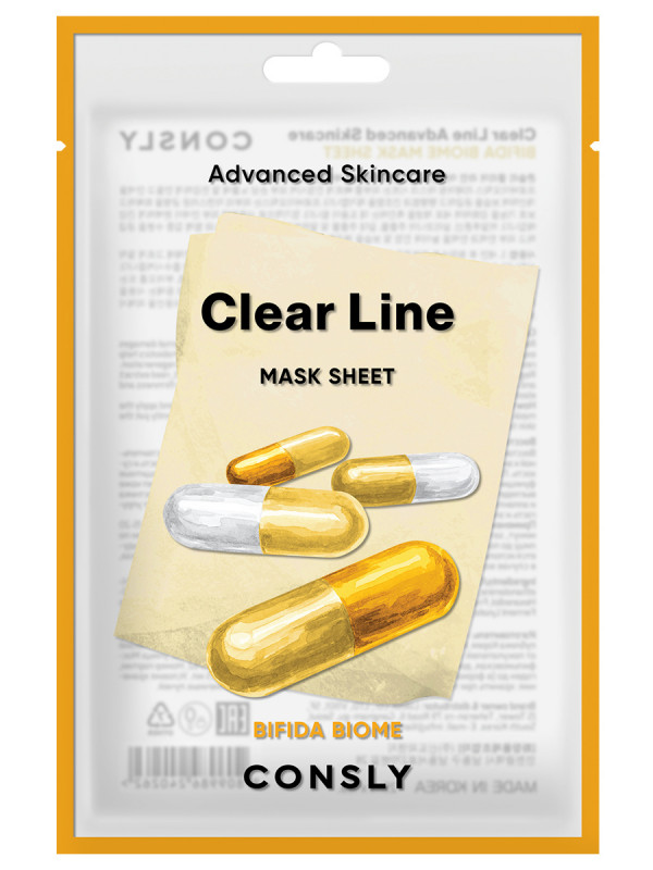 Clear Line Тканевая маска Восстанавливающая с пробиотиками 25мл от Consly + 1