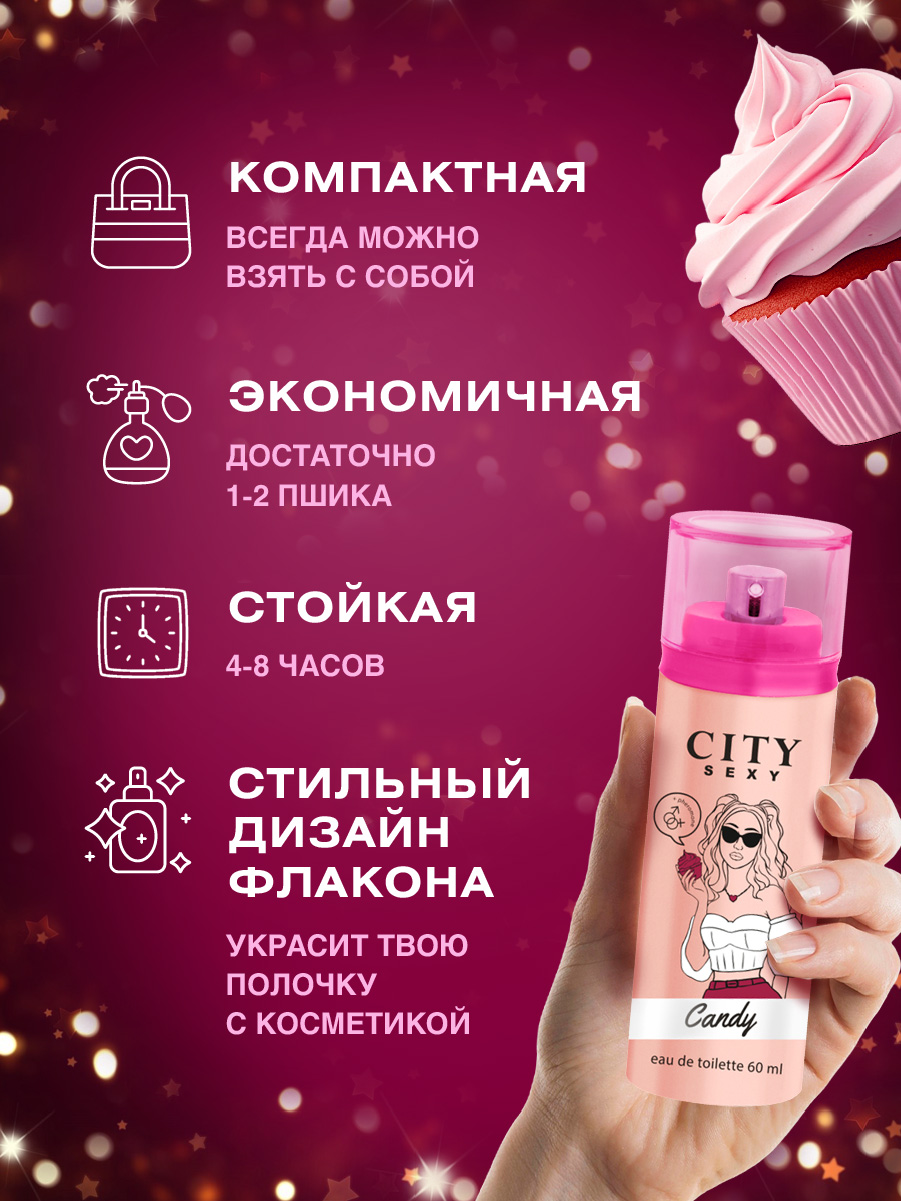 City Sexy Туалетная вода женская Candy 60мл от City Parfum + 6