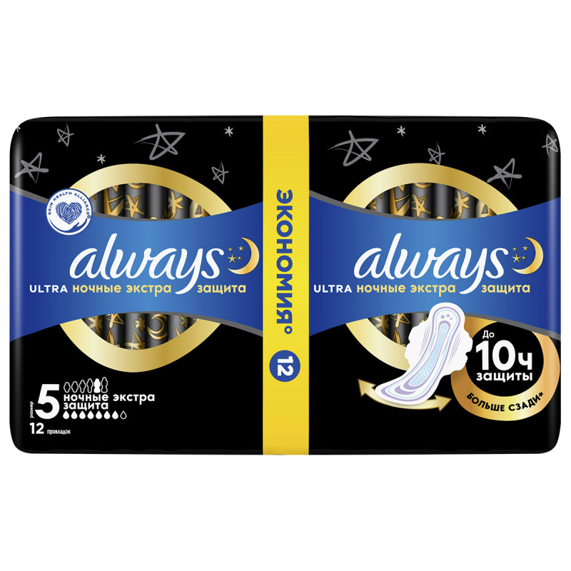 Прокладки Ultra Night Deo Duo экстра защита 12шт от Always + 1