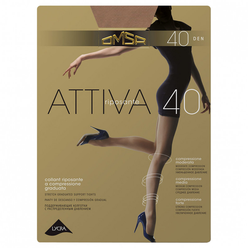 Колготки Attiva 40den, Natural 2р от Omsa + 1