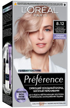 Préférence Cool Blondes Стойкая Краска для волос, тон 8.12 Аляска, светло-русый пепельно-бежевый