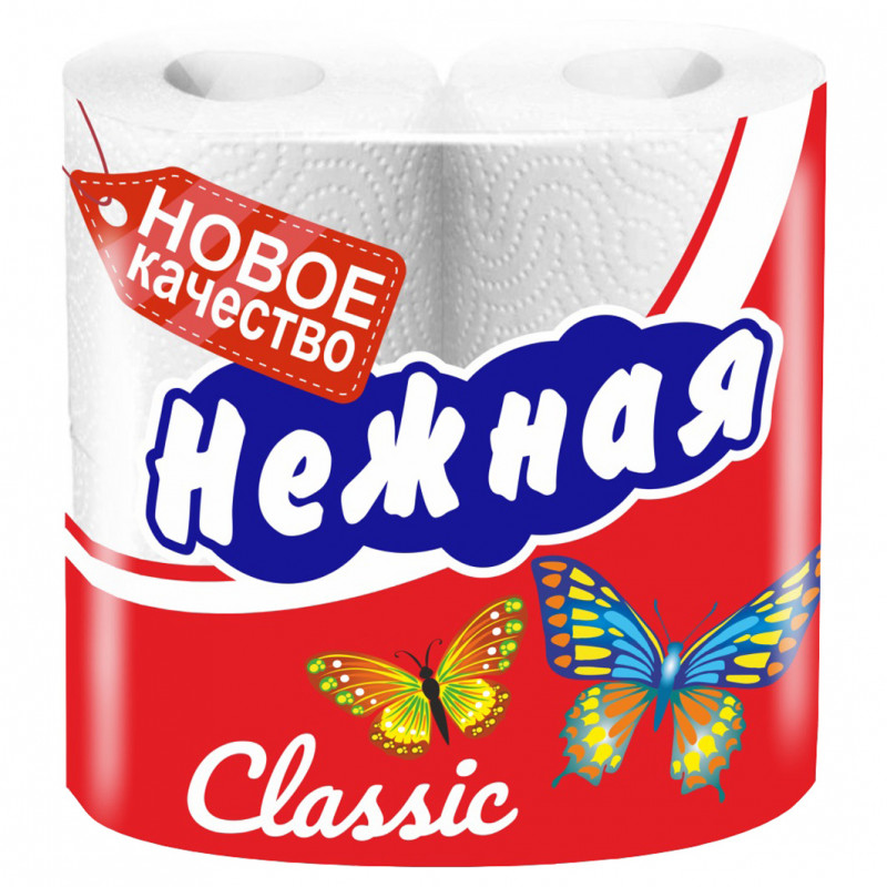 Туалетная бумага Классика белая 4шт от Нежная + 1