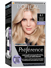 Préférence Cool Blondes Стойкая Краска для волос, тон 8.1 Копенгаген, светло-русый пепельный