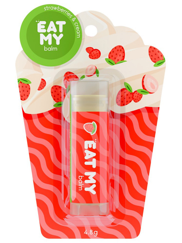 Бальзам для губ Земляника со сливками 4,8г от Eat My + 1