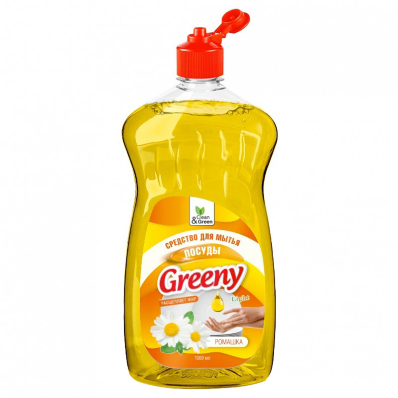 Greeny Light Средство для мытья посуды Ромашка 1000мл от Clean&Green + 1