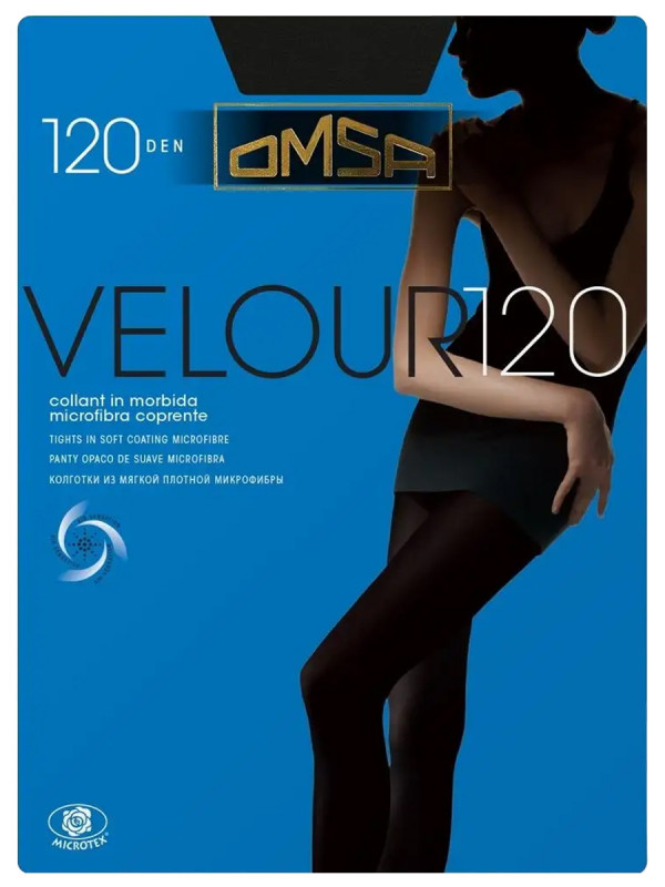 Колготки Velour 120den, Nero черный 2р без шортиков от Omsa + 1