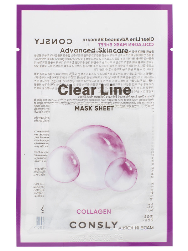 Clear Line Тканевая маска Укрепляющая с коллагеном 25мл от Consly + 1