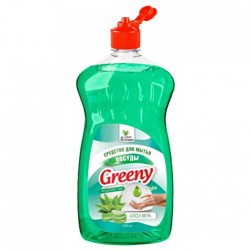 Greeny Light Средство для мытья посуды Алоэ вера 1000мл от Clean&Green + 1