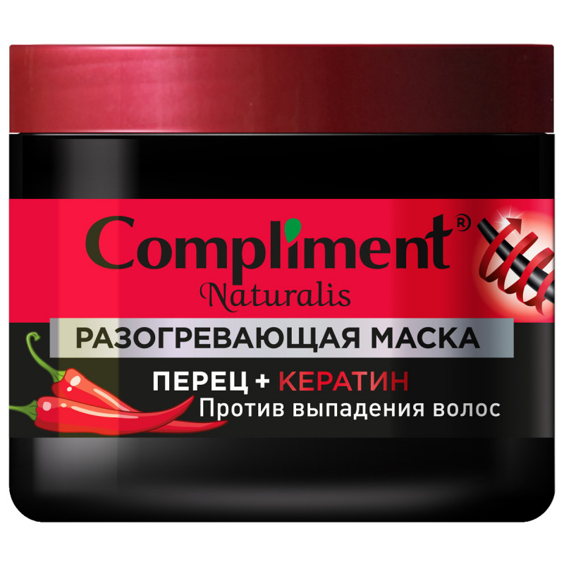 Naturalis Разогревающая Маска против выпадения волос Перец + Кератин 500мл от Compliment + 1