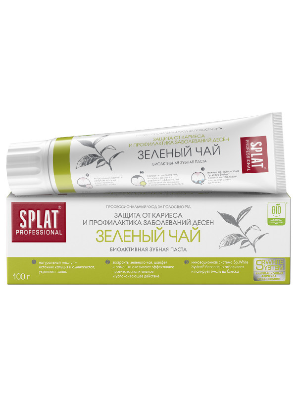 Professional Зубная паста Зеленый чай 100г от Splat + 1