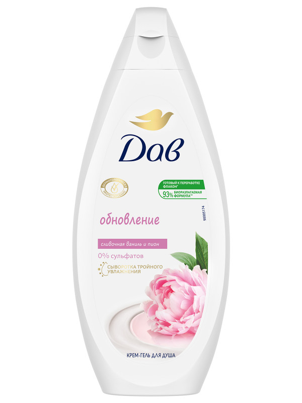 Гель-крем для душа Сливочная ваниль и пион 250мл от Дав + 1