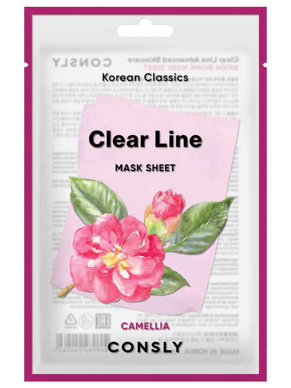 Clear Line Тканевая маска Регенерирующая с маслом японской камелии 25мл от Consly + 1