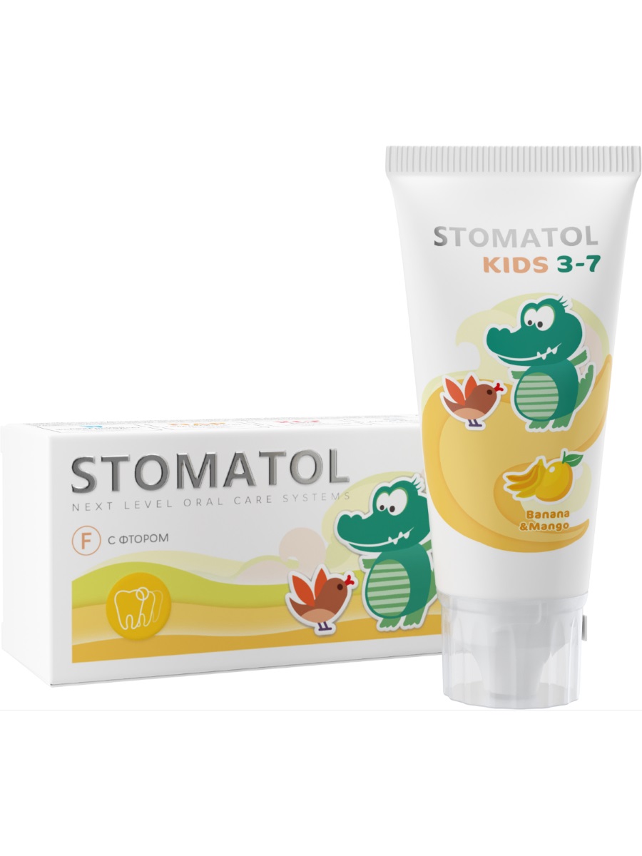 Зубная паста детская 3-7 лет Banana & Mango 50г от Stomatol + 4