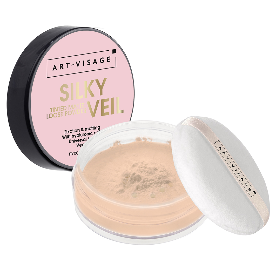 Пудра рассыпчатая Silky Veil, тон 302 матирующая телесная от Art-Visage  + 4