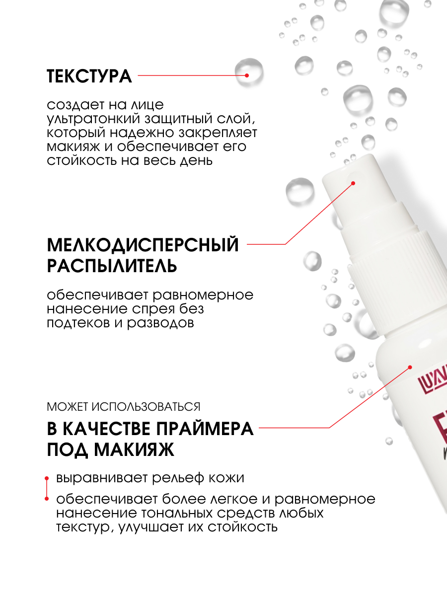 Спрей для фиксации макияжа Prime & Fix 50мл от LuxVisage + 6