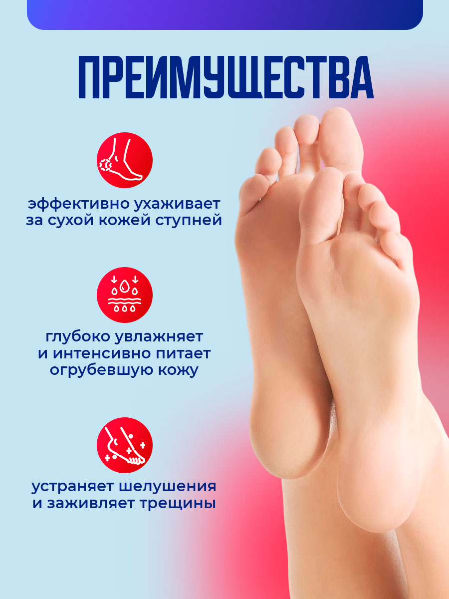 Foot Therapy Крем-уход за потрескавшейся, сухой кожи пяток 150мл от Novosvit + 3